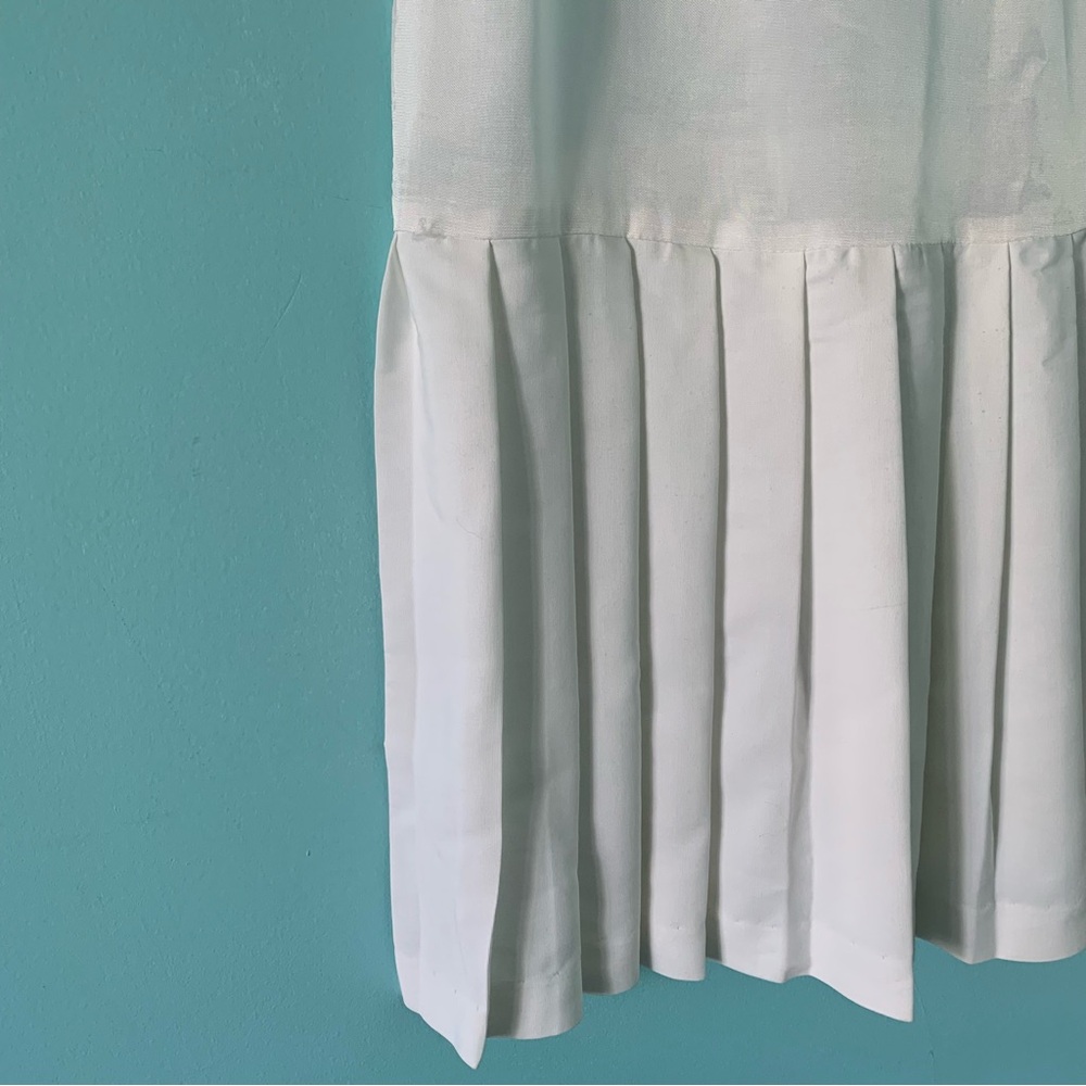 Vintage Crochet Lace Pleated Drop Waist Vintage Slip Dress White 12 USA 1940’s - Picture 3 of 7